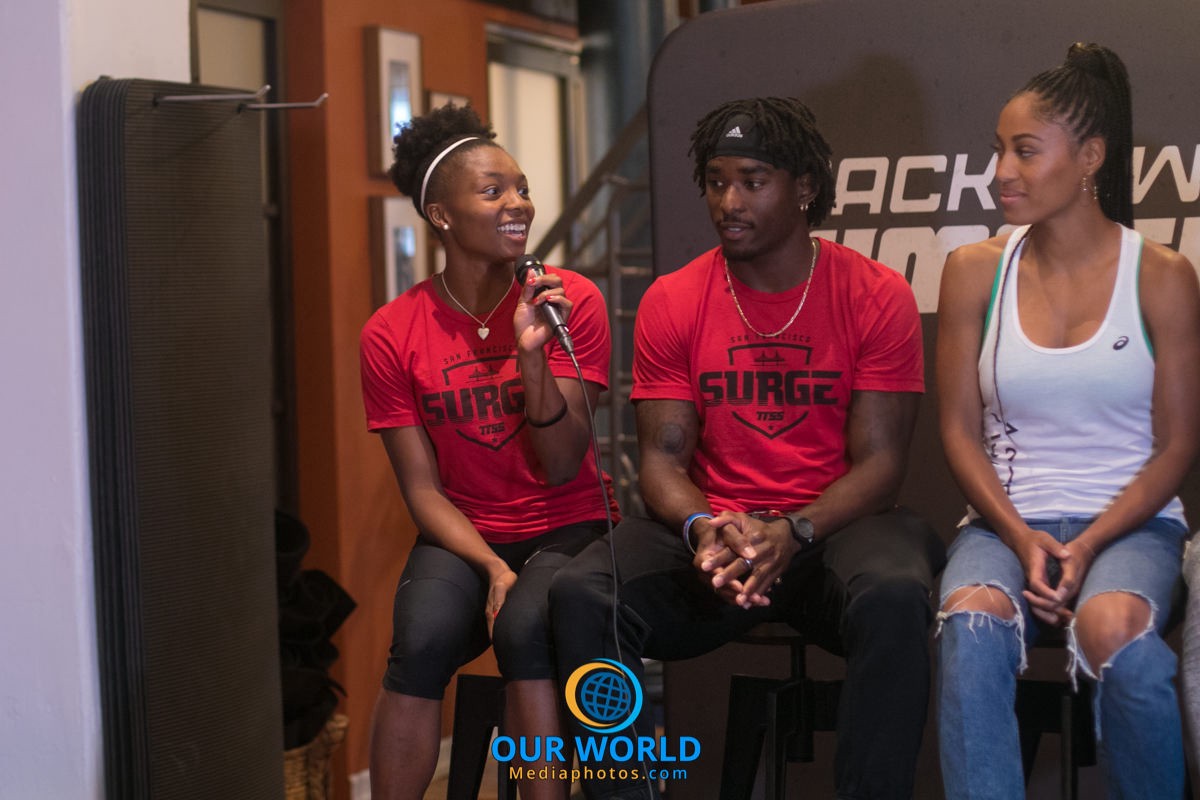 Quanesha Burks during an interview in NYC for TrackTown Summer Series. Photo by: Joe Swift @Jswiftsports